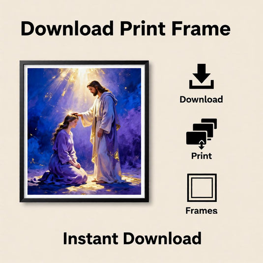 Jesus Healing Art Christian Wall Print Faith Decor Matte Download Spiritual Blessing Artwork