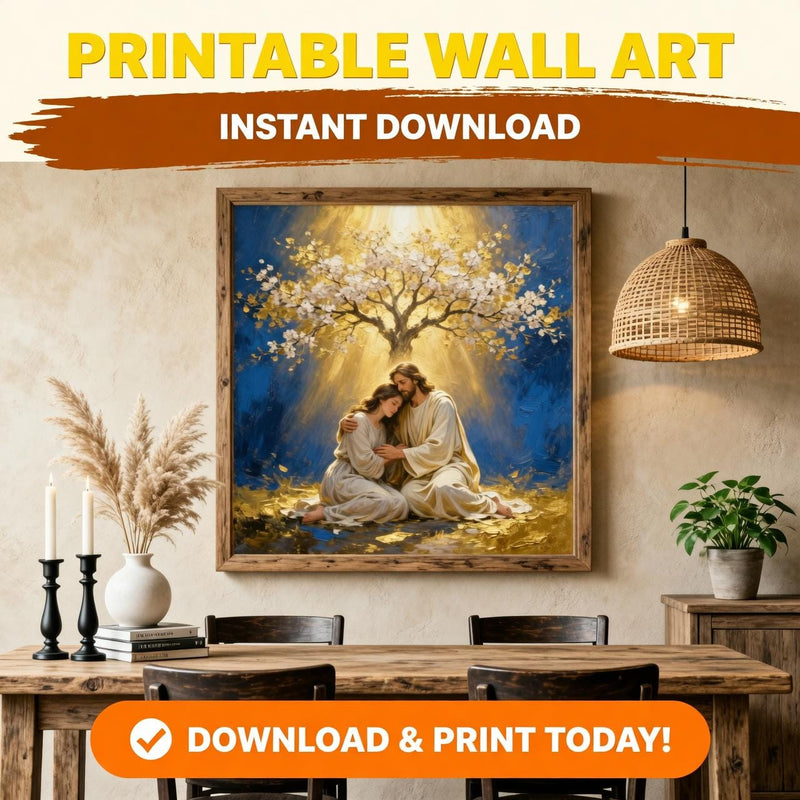 Load image into Gallery viewer, Jesus Healing Art Comforting Woman Print Christian Faith Decor Matte Download Spiritual Gift
