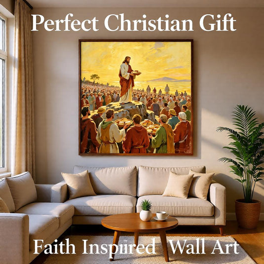 Jesus Feeding 5000 Art Christian Wall Print Bible Story Decor Matte Download Faith