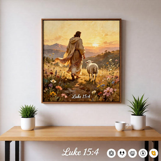 Jesus Wall Art Good Shepherd Print Sunset Bible Decor Matte Download Faith Lamb