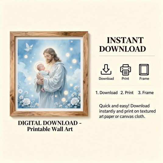 Jesus Holding Baby Wall Art Printable Christian Nursery Decor (Instant Download)