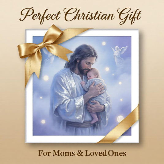Jesus Holding Baby Art Christian Nursery Print Memorial Blue Matte Download Faith Decor