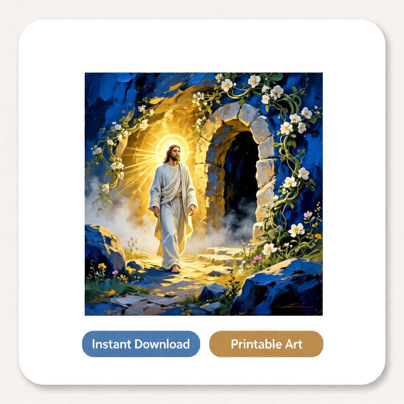 Load image into Gallery viewer, Resurrection Art He Is Risen Easter Christian Wall Decor Printable Matte Download
