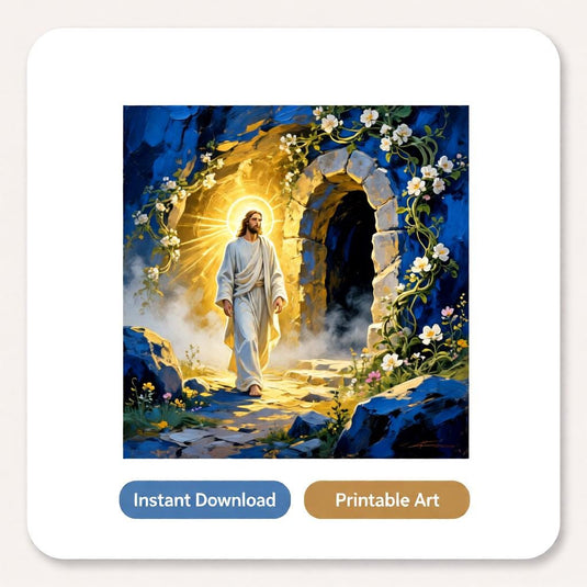 Resurrection Art He Is Risen Easter Christian Wall Decor Printable Matte Download