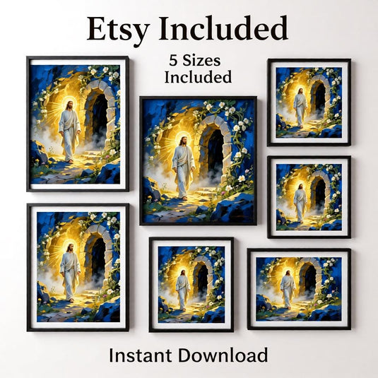 Resurrection Art He Is Risen Easter Christian Wall Decor Printable Matte Download