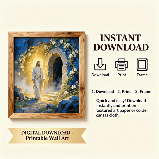 Resurrection Art He Is Risen Easter Christian Wall Decor Printable Matte Download