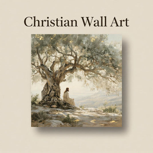 Jesus Prayer Art Gethsemane Scene Olive Tree Neutral Bible Wall Decor Printable Download