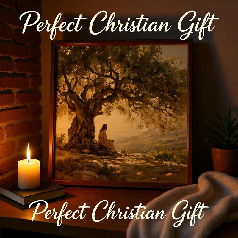 Load image into Gallery viewer, Jesus Prayer Art Gethsemane Scene Olive Tree Neutral Bible Wall Decor Printable Download
