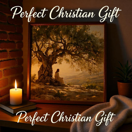 Jesus Prayer Art Gethsemane Scene Olive Tree Neutral Bible Wall Decor Printable Download