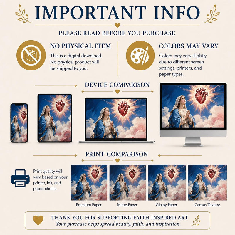 Load image into Gallery viewer, Sacred Heart Art Mary Printable Catholic Christian Decor Prayer Matte Download Wall

