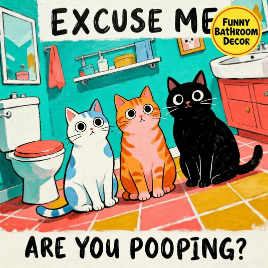 Funny Bathroom Art Cat Meme Toilet Humor Wall Decor Printable Matte Download