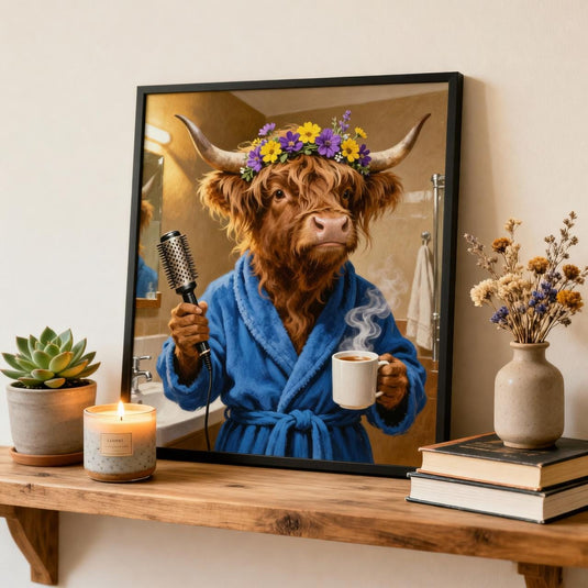 Funny Bathroom Art Highland Cow Bubble Bath Animal Wall Decor Printable Matte Download