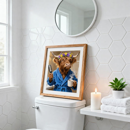 Funny Bathroom Art Highland Cow Bubble Bath Animal Wall Decor Printable Matte Download