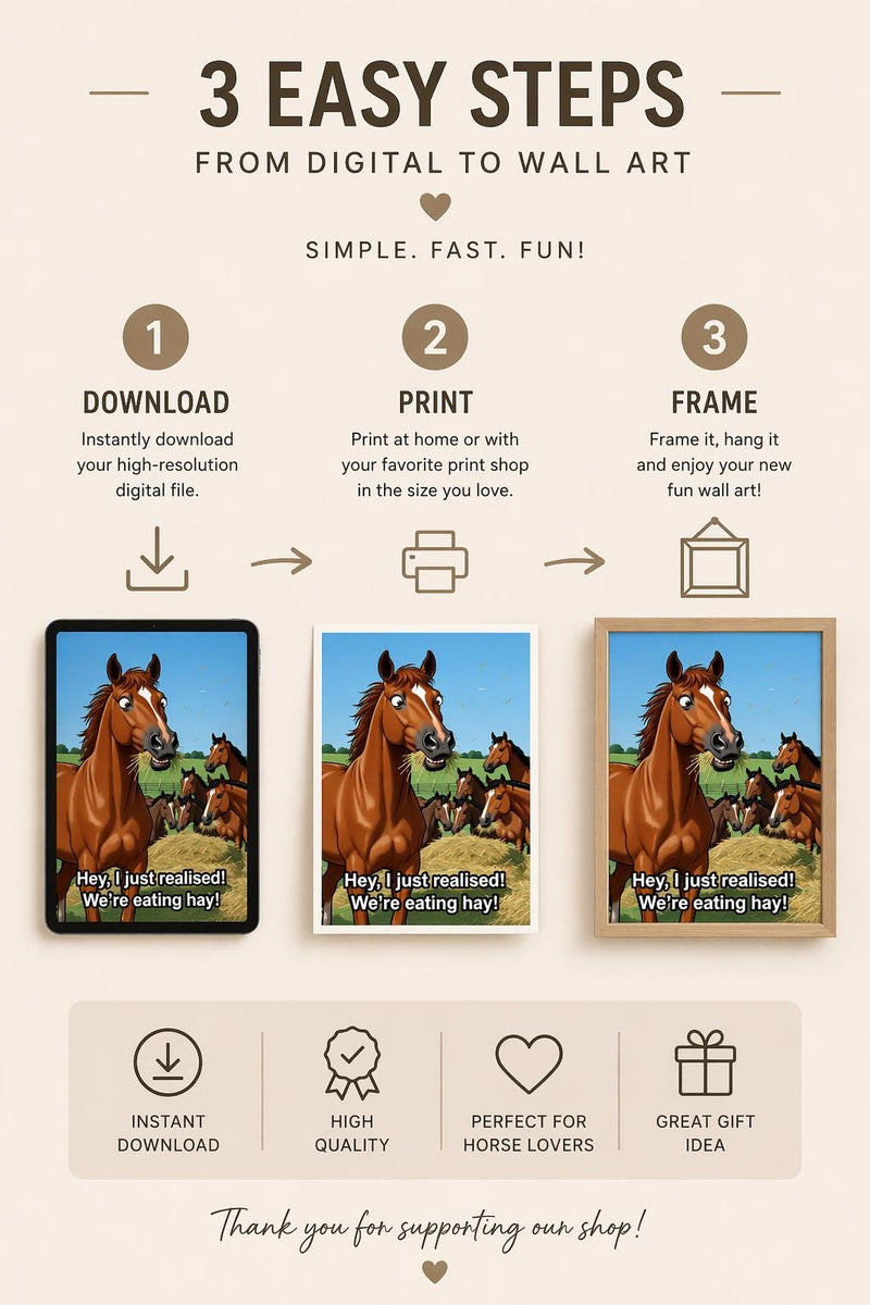 Load image into Gallery viewer, Funny Horse Art Rustic Farm Animal Humor Poster Barn Decor Matte Download
