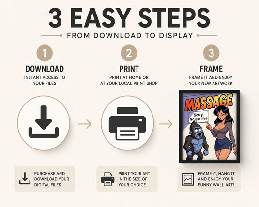 Adult Humor Print Gorilla Cartoon Poster Novelty Wall Art Matte Download