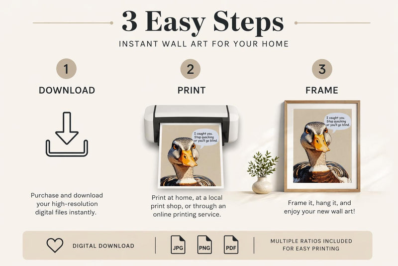 Load image into Gallery viewer, Funny Duck Art Humor Poster Animal Printable Decor Matte Download

