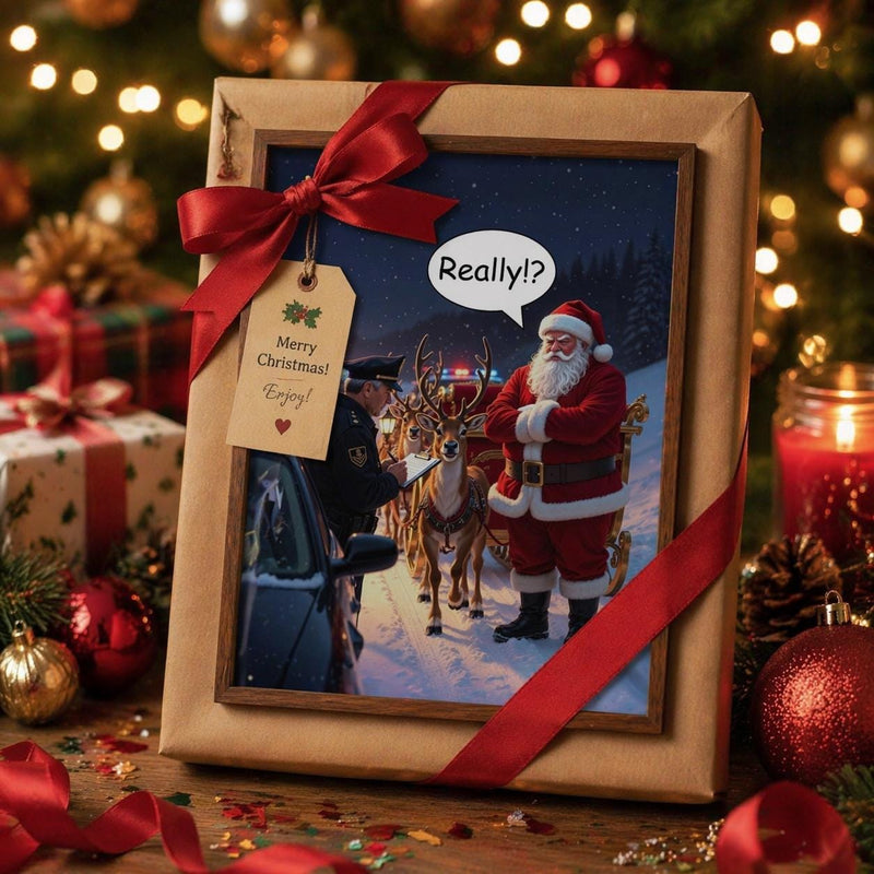 Load image into Gallery viewer, Funny Santa Print Christmas Poster Reindeer Artwork Humor Decor Matte Download
