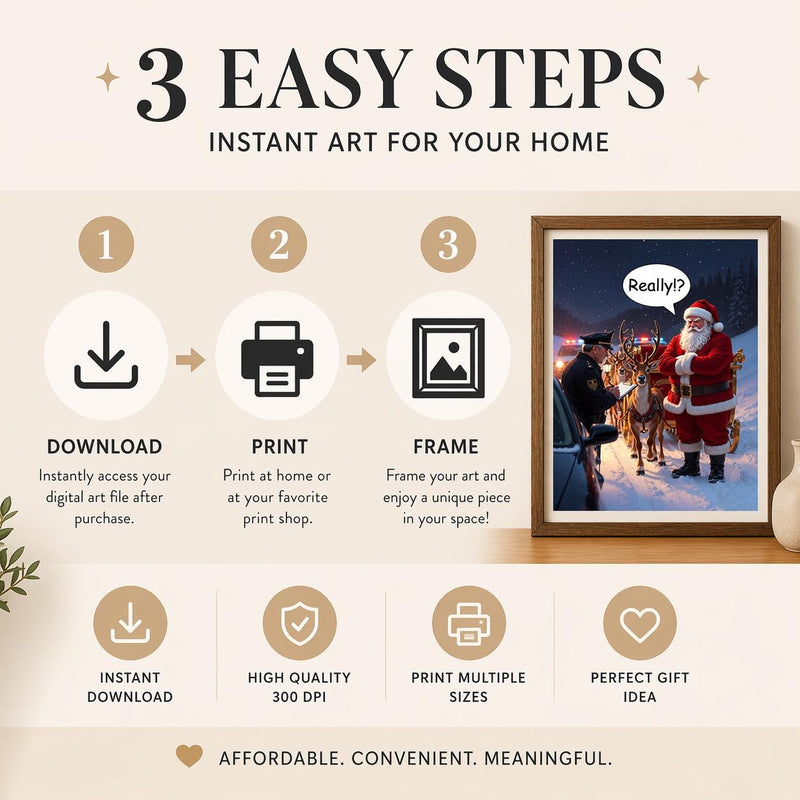 Load image into Gallery viewer, Funny Santa Print Christmas Poster Reindeer Artwork Humor Decor Matte Download
