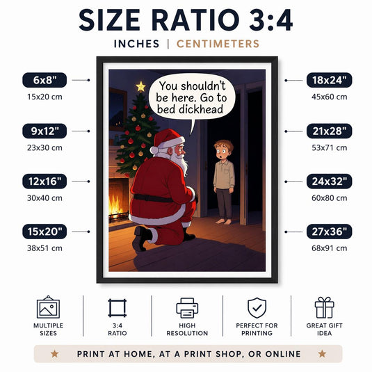 Santa Meme Print Dark Humor Christmas Wall Art Funny Bathroom Decor Matte Download