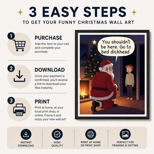 Santa Meme Print Dark Humor Christmas Wall Art Funny Bathroom Decor Matte Download