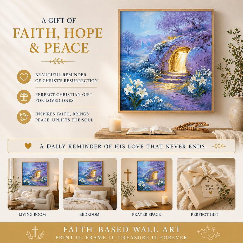 Load image into Gallery viewer, Resurrection Art Empty Tomb Printable Christian Easter Scripture Matte Download Decor
