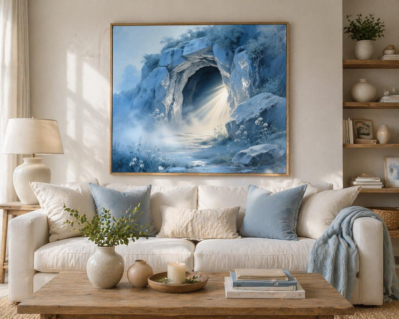 Load image into Gallery viewer, Empty Tomb Art Resurrection Printable Christian Easter Decor Jesus Matte Scripture Download
