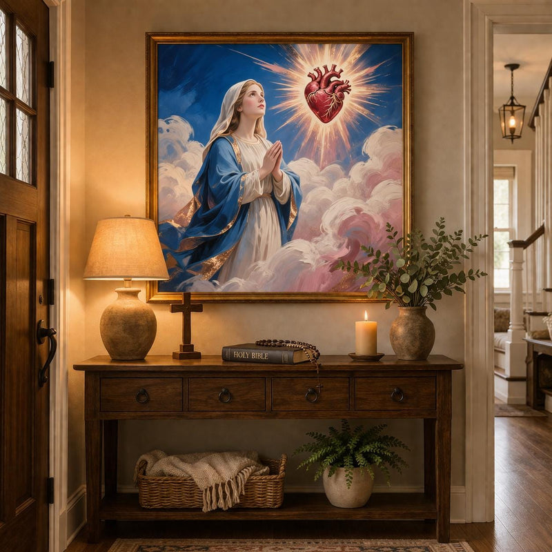 Load image into Gallery viewer, Sacred Heart Art Mary Printable Catholic Christian Decor Prayer Matte Download Wall
