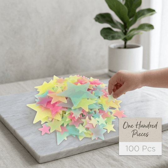 100-Piece Luminous Star Wall Stickers Multi-Color Glowing Ceiling Decoration Set